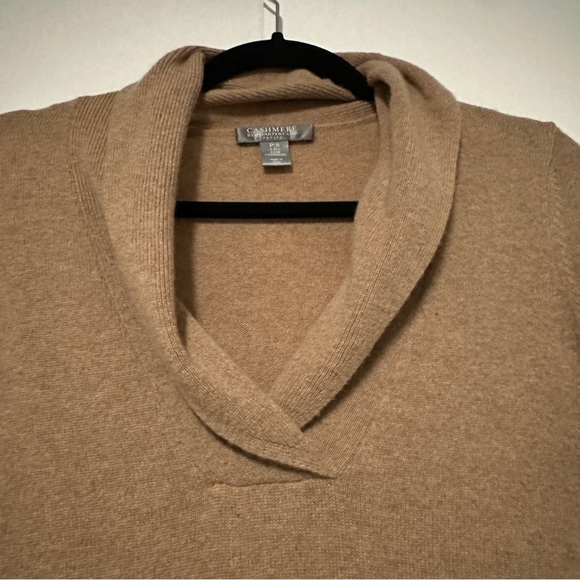 Charter Club Cashmere Shawl Collar Pullover Tan Sweater Size Small - Picture 3 of 7